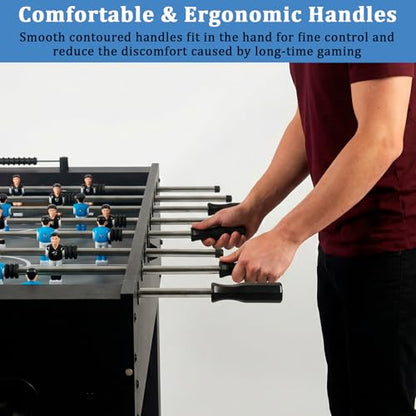 54 Inch Full Size Regulation Foosball Table | Competition Sized Arcade Soccer Game Table for Home, Office or Game Room - Includes 4 Balls, 2 Cup Holders