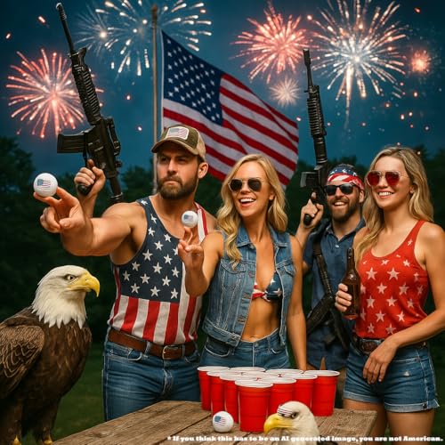 American Flag Ping Pong Balls - Perfect for 4th of July, Memorial Day, Independence Day Celebrations, Patriotic Parties | USA Pride Stars & Stripes Decorated Table Tennis Red White & Blue Beer Pong