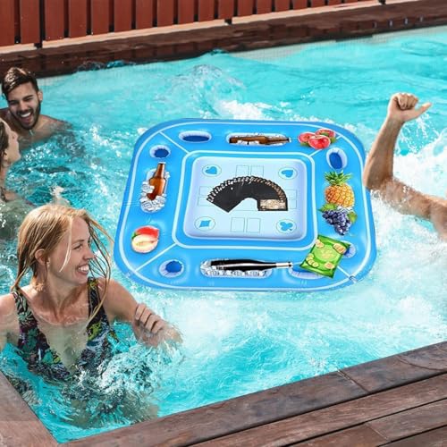 Floating Card Table for Pool, Inflatable Board Games Table, 39.4 inches, Waterproof Portable Desk, Fun Outdoor Activity, Kids Entertainment, Vacation , Beach Accessory