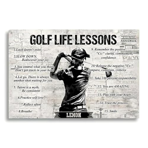 CENOVACY Personalized Golf Life Lessons Canvas, Custom Motivational Golf Poster, Inspirational Golf Poster Wall Art, Thoughtful Golf Gift For Girl Woman Players - color: Design 07
