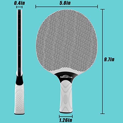 Senston Table Tennis Rackets Set, Professional Table Tennis Racket with 3 Balls, Composite Rubber Ping Pong Paddle Set - color: Gray & Net