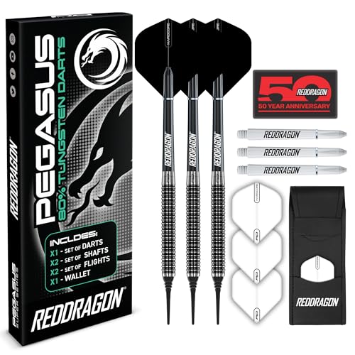 RED DRAGON Axis Professional Darts Set - 85% Tungsten Darts with Flights, Shafts & Wallet - Available in Multiple Colors, Soft Tip 18g and Steel Tip 24g - 28g - color: Black, size: 20g