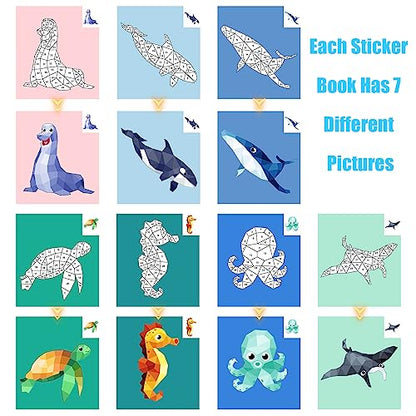 Ocean Paint by Sticker Crafts for Kids Ages 4-8 Sticker by Number Book for Boys and Girls Birthday Gifts Party Favor, Travel Toys for Toddlers for Learning - style: Ocean