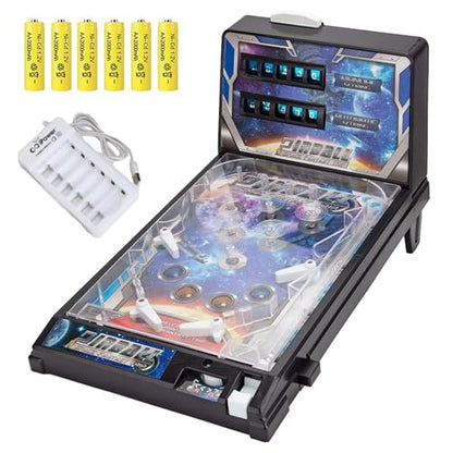 Electronic Arcade Pinball Light & Sounds Mini Table Pinball Machine Compact Portable Desktop Game Set Battery-Operated for All Ages Family Fun - size: 27*42*24.5cm