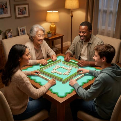 LZSIG Scalloped Mahjong Mat for Table, 31.5x31.5 Inches, Green | Anti-Slip, Waterproof, Noise-Reducing Table Cover for American Mahjong, Poker, Board Games , Dominoes, and Card Games - color: Cyan-3
