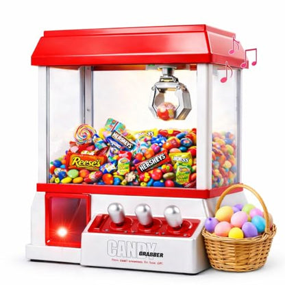 Japard Claw Machine for Kids, Mini Candy Vending Machine, Manual Arcade Game with Adjustable Sound, Candy Grabber Prize Dispenser, Gifts for Girls Boys Easter Party