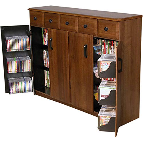 Venture Horizon Media Cabinet with Drawers- Walnut - color: Walnut