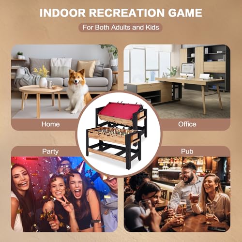 54" 2-in-1 Swivel Multi Game Table, Large Size Combo Game Table Set for Kids, Adults, Indoor and Outdoor Arcade Sports Table with Billiards/Pool, Foosball for Family, Game Room