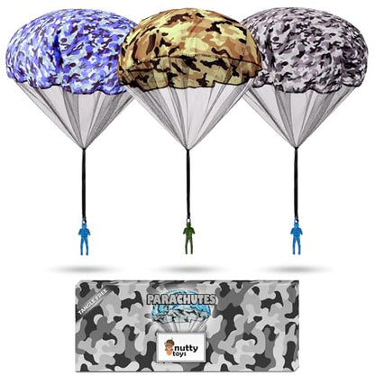 NUTTY TOYS Army Parachute Toys for Kids - Tangle Free Outdoor Flying Parachute Men, Best Small Outside Toys for 4 5 6 7 8 9 10 11 12 Year Old, Top Christmas Stocking Stuffers Idea 2026 Unique Boy Gift - style: Arctic