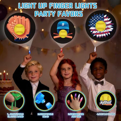 36 Pack Softball Party Favors LED Finger Lights for Kids, Glow in the Dark Softball Birthday Party Supplies, Goodie Bag Stuffers, Classroom Rewards Prizes Gifts - style: Softball