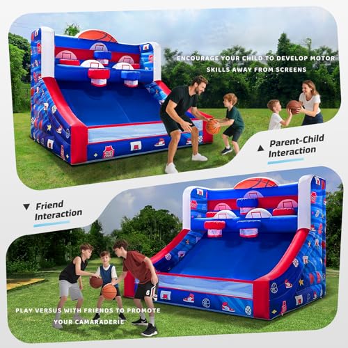 Inflatable Basketball Hoop Shot 13×10×10ft, Blow Up Inflatable Basketball Game with Balls, Air Blower, Inflatable Games for Outdoor Parties, Carnival Events, Lawn Games - color: Classic