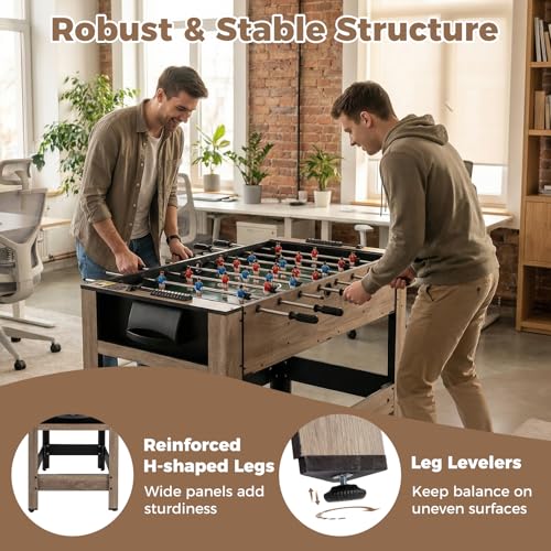Goplus 2-in-1 Swivel Multi Game Table, 48” Combo Game Table with Foosball & Pool for Adults, Indoor Outdoor Combination Arcade Table for Home Game Room Party - style: 49" x 24" x 32"