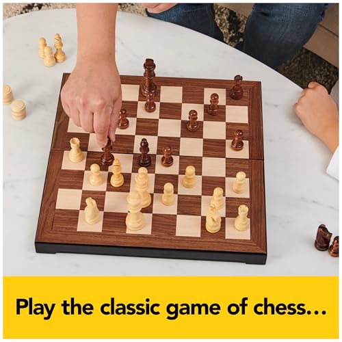 Spin Master Games Legacy Deluxe Chess & Checkers Set, Classic Two Player Game Includes Folding Board with Solid Wood Playing Pieces, for Kids and Adults Ages 8 and up - color: Chess & Checkers