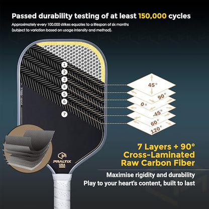 T700 Carbon Fiber Pickleball Paddles - USAPA Standard, Thermoformed Polypropylene Core, Anti-Slip Comfort Grip, Large Sweet Spot for Power Play, Intermediate and Advanced Players - style: Classic