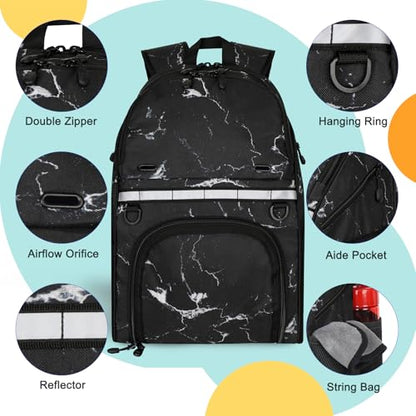 Goloni Bowling Backpack,Single Ball Bowling Bag with Shoe Compartment Up to Size 16,Bowling Bag with Padded Ball Holder - color: Black and White