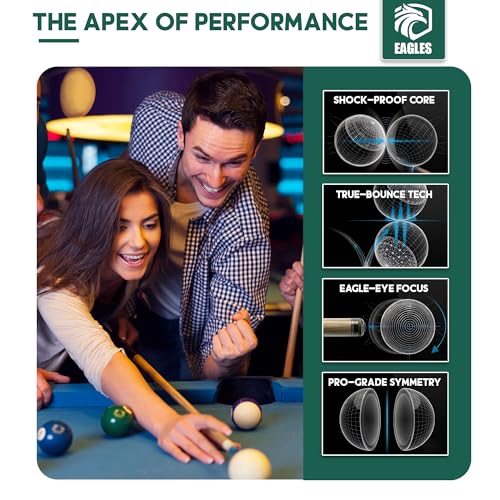EAGLES Professional Billiard Ball Set – 2-1/4" Regulation Size Pool Table Balls – High-Density Poly-Resin for Precision Balance, Friction Resistance & True Roll – Complete 16 Ball Set