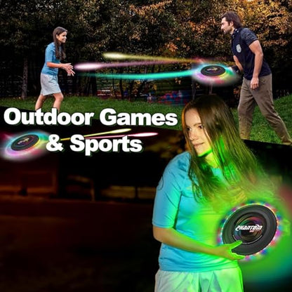 Flying Disc with Million Colors, 10.6 Inch 13Lighting Modes 41 Bright Waterproof Flying Ring,Camping for Kids Teens Adults Boys Girs, Perfect forAges 6+, Gift for Kids, Black