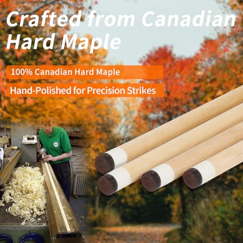 AKLOT Pool Cue Set of 4: 58'' Canadian Maple Billiard Cue Set (18-21oz) W/ 13mm Leather Tip, Wood Finish & 3D Anti-Slip Grip, Complete Weight Kit Billiard Pool Sticks for Adults//Beginners/Pro