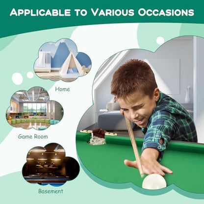 LDAILY 47"/48" Billiard Table Set, Portable Pool Ball Game with 2 Cue Sticks, 2 rubs & 16 Balls, Pocket Holders, Triangle Gauge, Brush, Mini Tabletop Pool Set for Kids Adult