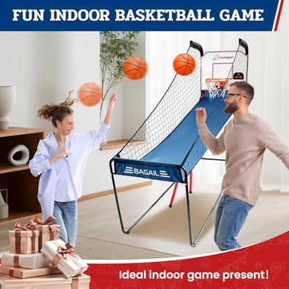 BAGAIL Basketball Arcade Game, Electronic Basketball Shooting Game, Arcade Sounds, Foldable Frame, 3 Balls, Inflation Pump, Ideal Indoor Sport Games - Single Shot - style: Single Shot