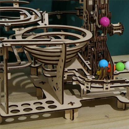 3D Wooden Puzzles Marble Run Set - Time Traveler Mechanical Model Kits with Motor, Brainteaser and Puzzle for Christmas/Birthday,Gifts for Adults and Teens to Build Combination - style: Time Traveler