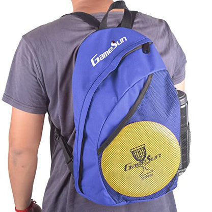 DISC Golf Set Includes 1pc Heavy Duty Nylon Backpack Bag, 2pcs Drivers, 2pcs Mid-Ranges, 2pcs Putters, 1pc Mini Disc Marker, 1pc 12”x12” Embroider Logo Black Towel and 1pc Gift Color Box - color: Blue