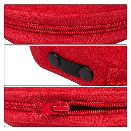 ELEZAY Small CD Case Round Felt 20 Capacity CDs Storage Wallet DVD Disc Holder Compact,Red - color: C-Red