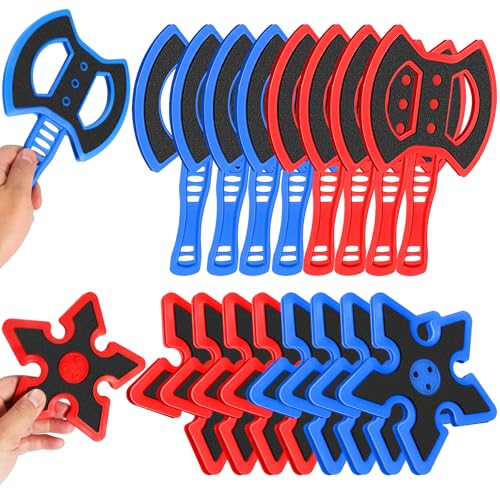 Throwing Axes Set for Axe Throwing Game Backyard, Safety Throw Plastic Axes Stars, Indoor Outdoor Hatchet Throwing Game Replacement Accessories Parts for Adults and All Ages - style: 8 Axes + 8 Stars