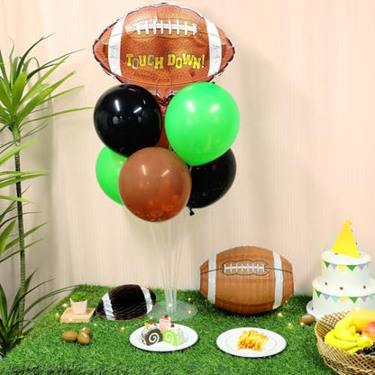 Football Party Balloons Stand Kit 2 Sets with 2 Rugby Ball Foil Balloons Football Themed Party Balloon Centerpiece for Tables for Game Sports Graduation Birthday Footballs Themed Decorations - style: Football