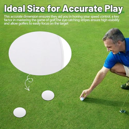 RoundFunny 6 Pcs Golf Putting Target Hole Cup Bulk Golf Goal Circles Putt Disk Green Accessories for Golfers Putting Training Indoors Practice Outdoors Aid - size: 4.25 x 4.25 x 0.08", style: White