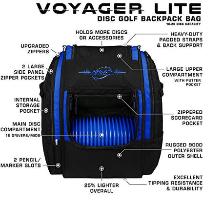 MVP Disc Sports Voyager Lite Backpack Disc Golf Bag (Choose Your Favorite Color) - color: Navy