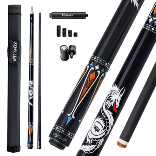 KONLLEN Carbon Fiber Pool Cue 2.0, 58-inch Low Deflection Billiard Stick for Adults with 12.5mm Tip and Pro Taper - color: 016 AK-10YF 2.0 set-black