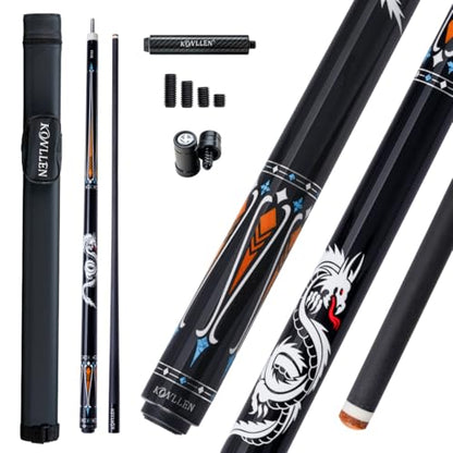 KONLLEN Carbon Fiber Pool Cue 2.0, 58-inch Low Deflection Billiard Stick for Adults with 12.5mm Tip and Pro Taper - color: 016 AK-10YF 2.0 set-black