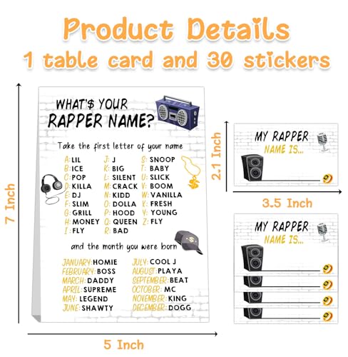 Notorious One Birthday Decorations,Rapper Theme Birthday Party Sign,Rapper Activity Decoration Supplies,Game Night Party Decorations,What's Your Rapper Name Game - style: Rapper