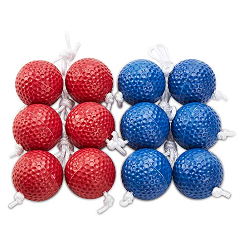 ApudArmis Ladder Bolas Balls, 6 Pack Real Golf Tossing Ball Replacement for Ladder Toss Game - Outdoor Lawn Yard Beach Game for Teens Adults Family (3 Red + 3 Blue)