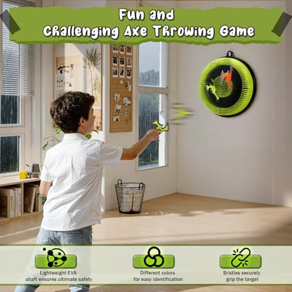 Axe Throwing Game for Backyard, Bristle Target Board with Throwing Stars, Ax Throwing Game Set for Adults and Kids, Portable for Party Holiday and Birthday Gifts