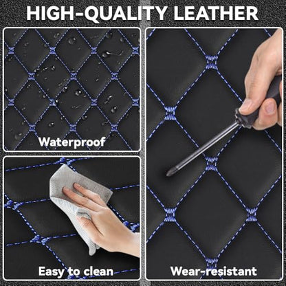 Car Floor Mats Fit for Dodge Dart 2013-2016 All Weather Durability Leather Car Floor Mats, Skidproof Pedal, Waterproof, Wear-reistant(Black Blue) - color: Black Blue