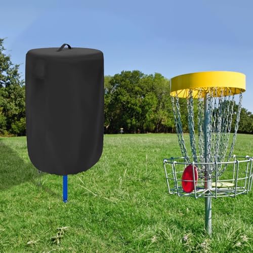 Disc Golf Basket Cover Outdoor Waterproof Chain Universal Flying Disc Golf Practice Basket Covers Dustproof Anti-UV 26" D x 35" H Black
