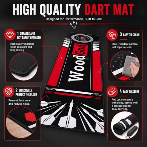 Dart Mat, 118x24inch, Dart Mat with Throw Line for Steel Tip & Soft Tip, Professional Dart Rug, Anti-Slip, Protects Floor and Darts