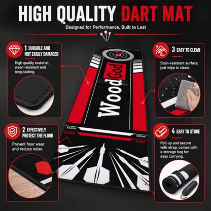 Dart Mat, 118x24inch, Dart Mat with Throw Line for Steel Tip & Soft Tip, Professional Dart Rug, Anti-Slip, Protects Floor and Darts