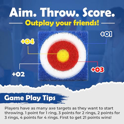 Outdoor Axe Throwing Game Set – Giant Backyard Yard Game for Kids & Adults, Lawn Sports Equipment for Family Fun, Outdoor Party Games with Toy Axes & Storage