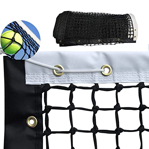 Tennis Net Outdoor Heavy Duty Professional Tennis Court Net Replacement Portable Tennis Net Nylon for Standard Tennis Courts [Includes 2 Fiberglass Dowels] - style: black&white