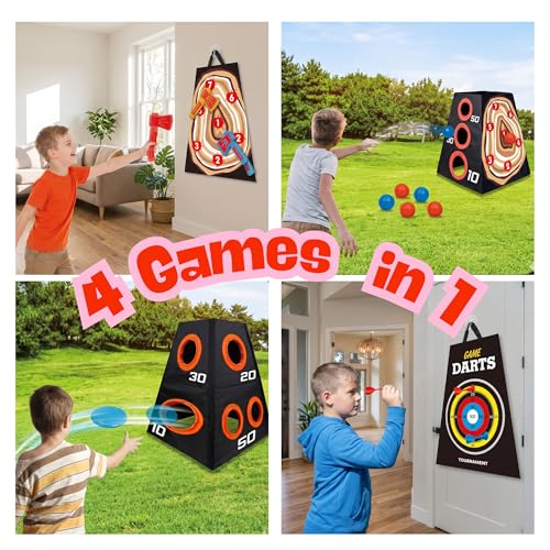 4-in-1 Kids Toss Game Set, Indoor & Outdoor Play for Ages 5+, Backyard Toy