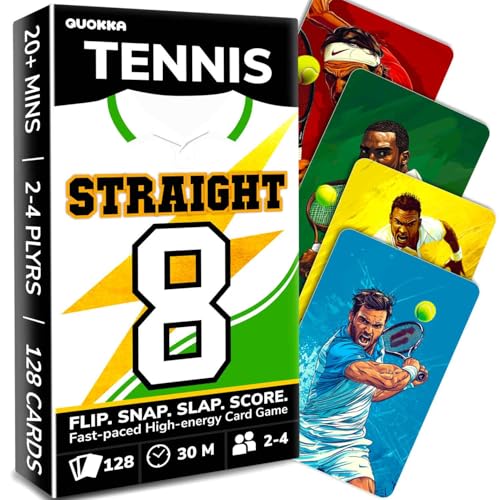 Quokka Tennis Fast-Paced Card Game for Kids & Adults – 128 Cards & Easy Rules – Quick & Fun Matching Game – 2-4 Players – Ages 8+ – Perfect for Family Games Night, Travel and Parties - color: Tennis