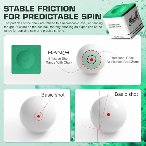 Banly Pool Cue Chalk, Nano Technology Billiard Chalk for Professional Tournament Standard, Low Dust, Super Dense, Suitable for Snooker/Pool/8-Ball - color: Green-1pc
