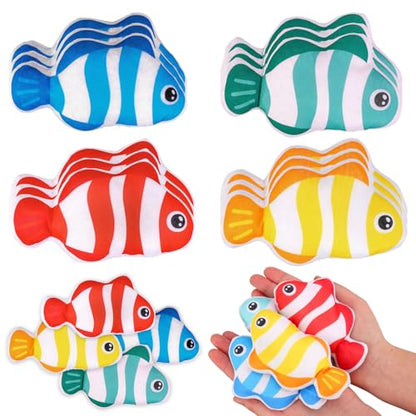 JarThenaAMCS 12Pcs Fish Bean Bags for Tossing Cute Colorful Tropical Clownfish Bean Game Bags for Summer Hawaii Holiday Family Fish Party Throwing Game Supplies