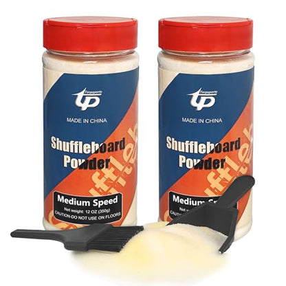 Shuffleboard Sand Wax High/Medium Speed Shuffleboard Powder Set, Shuffleboard Sand with Mini Brush Set - size: 2 Cans Meduim Speed