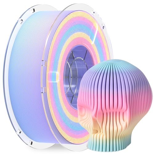 RAMBERY Matte Rainbow 3D Printer Filament Matte PLA Filament Multi-Color Change 3D Printing Filament, 1.75mm 1kg(2.2lb), Lollipop Blue Purple Pink Yellow Green - color: B-matte Rainbow Lollipop, size: 1kg
