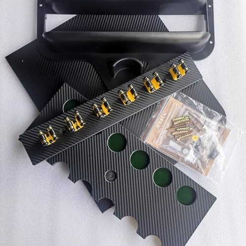 Pool Stick Holder Wall Mount | 6 Cue Rack with Ball Holder & Cue Rest | Engineering Polypropylene Board with Carbon Fiber Veneer | pool cue holder for Game Room & Pool Table Accessories
