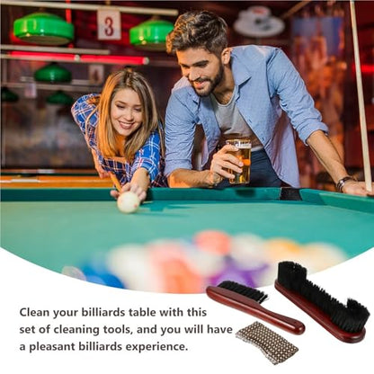1Set Billiard Brush Set Pool Table Cleaner Rail and Cues Cleaning Cloth Tools for Professional for Pool Tables and Cabinets